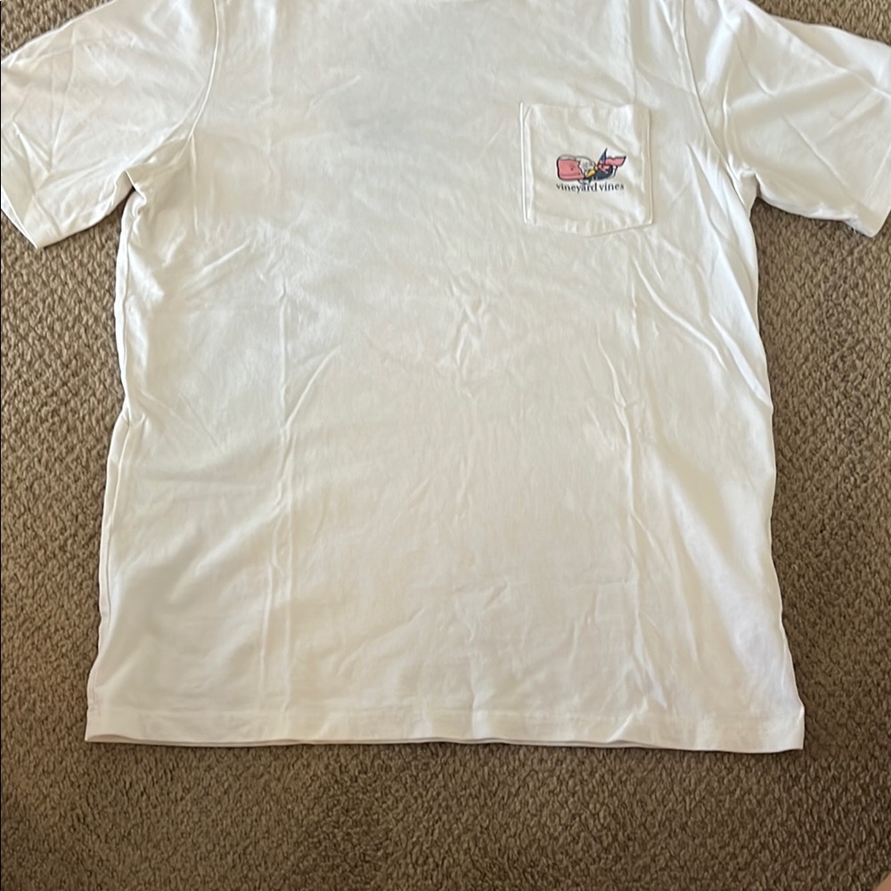 Vineyard Vines Cream T-Shirt with Blue Logo